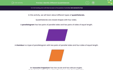 'Identify Different Quadrilaterals' worksheet