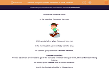 'Recognise Fronted Adverbials of Place, Time and Manner' worksheet