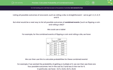 'Calculate Probability of Combined Events ' worksheet