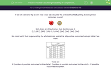 'Practise Calculating Probability of Complementary Events' worksheet