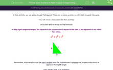'Solve Problems in Right-Angled Triangles Using Pythagoras' Theorem ' worksheet