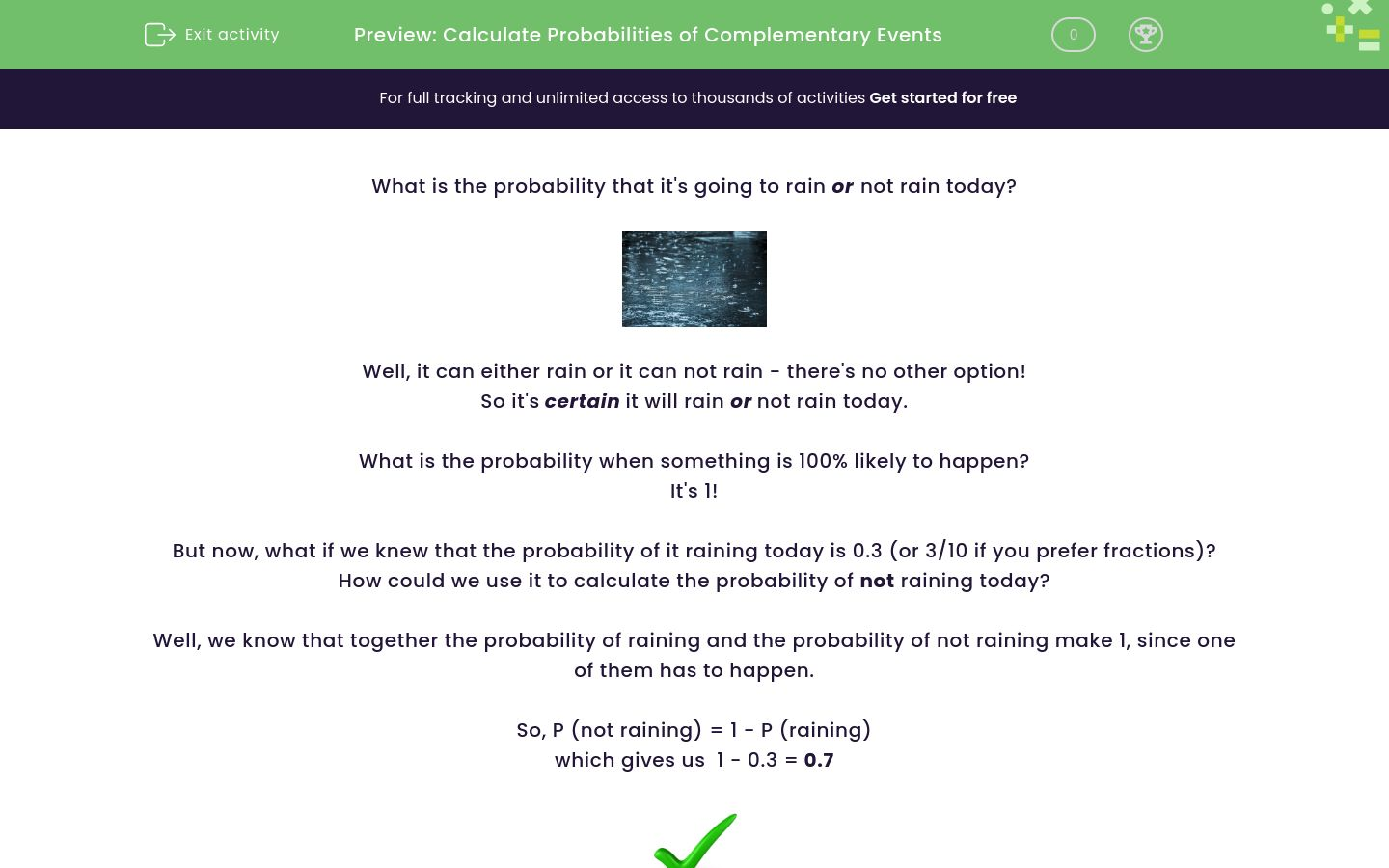 Calculate Probabilities Of Complementary Events Worksheet - EdPlace