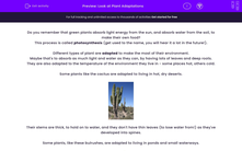 'Look at Plant Adaptations' worksheet