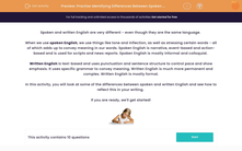 'Practise Identifying Differences Between Spoken and Written English' worksheet