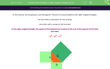 'Solve Problems in Right-Angled Triangles by Using Pythagoras' Theorem ' worksheet