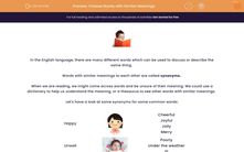 'Choose Words with Similar Meanings' worksheet