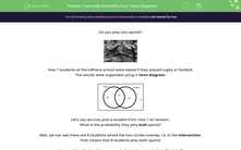 'Calculate Probability from Venn Diagrams' worksheet