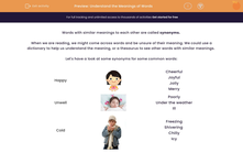 'Understand the Meanings of Words' worksheet