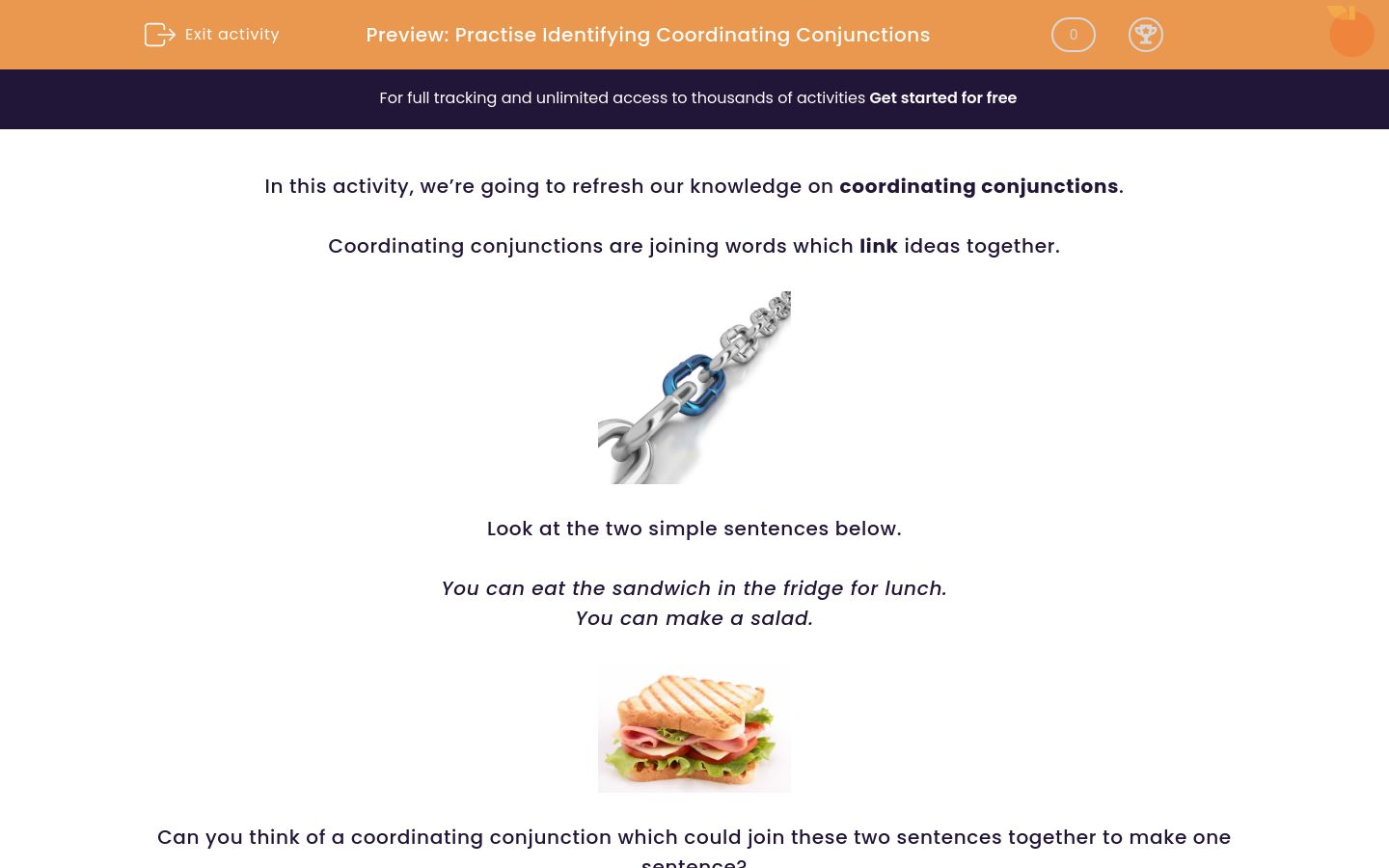 Practise Identifying Coordinating Conjunctions Worksheet - EdPlace