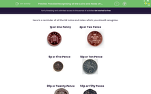 'Practise Recognising all the Coins and Notes of the UK' worksheet