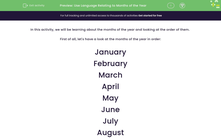 'Use Language Relating to Months of the Year' worksheet