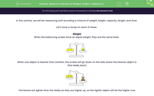 'Measure and Record Weight, Height, Capacity and Time' worksheet