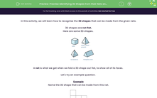 'Practise Identifying 3D Shapes from their Nets and Properties' worksheet
