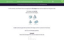 'Practise Identifying 3D Shapes From Their Nets' worksheet