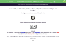 'Tell the Time for o'clock, Half Past and Quarter Past ' worksheet