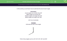 ' Estimate the Size of Angles' worksheet