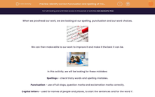 'Identify Correct Punctuation and Spelling of Tricky Words' worksheet