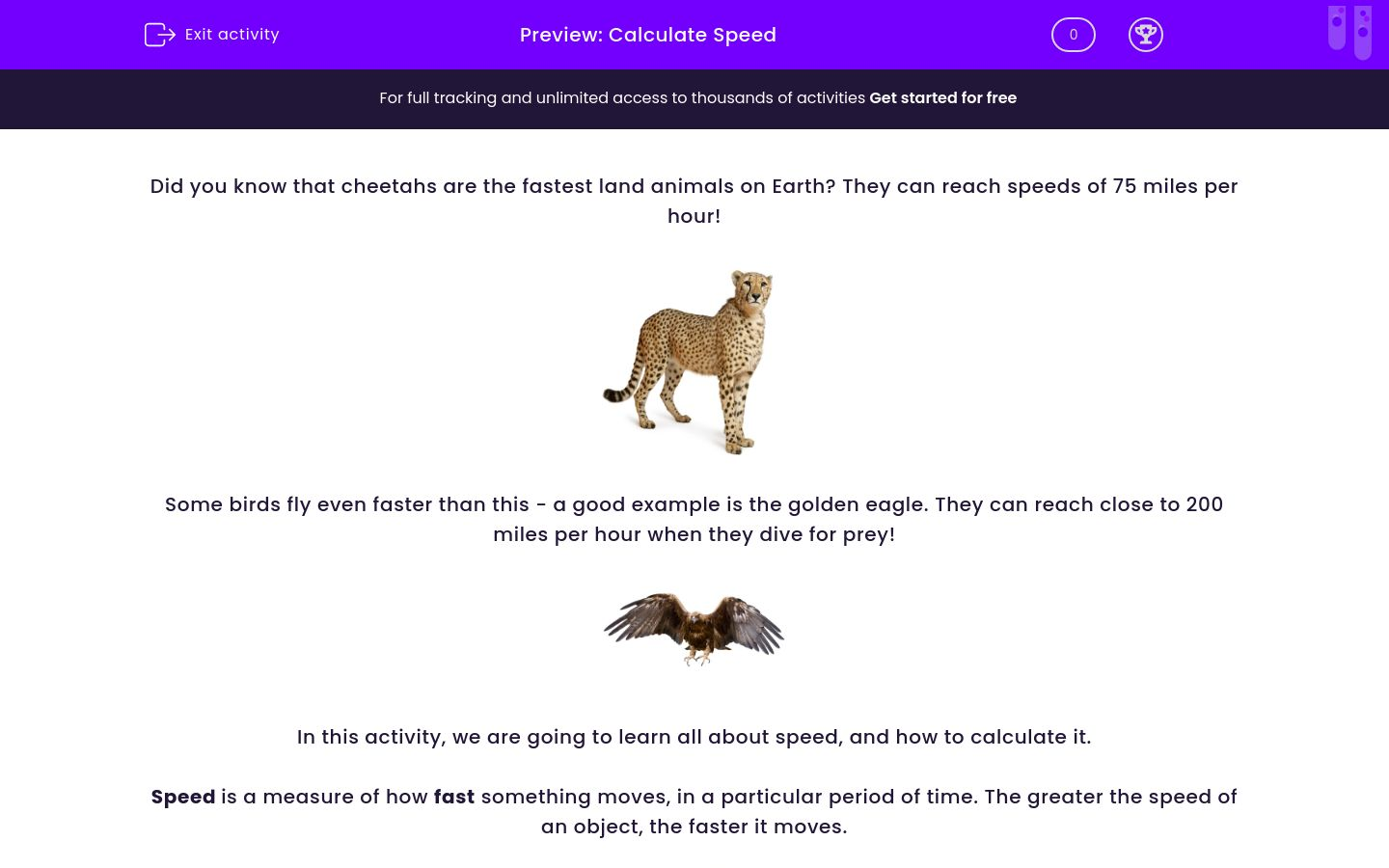 Calculate Speed Worksheet - EdPlace