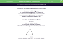 'Calculate Missing Angles in Shapes' worksheet