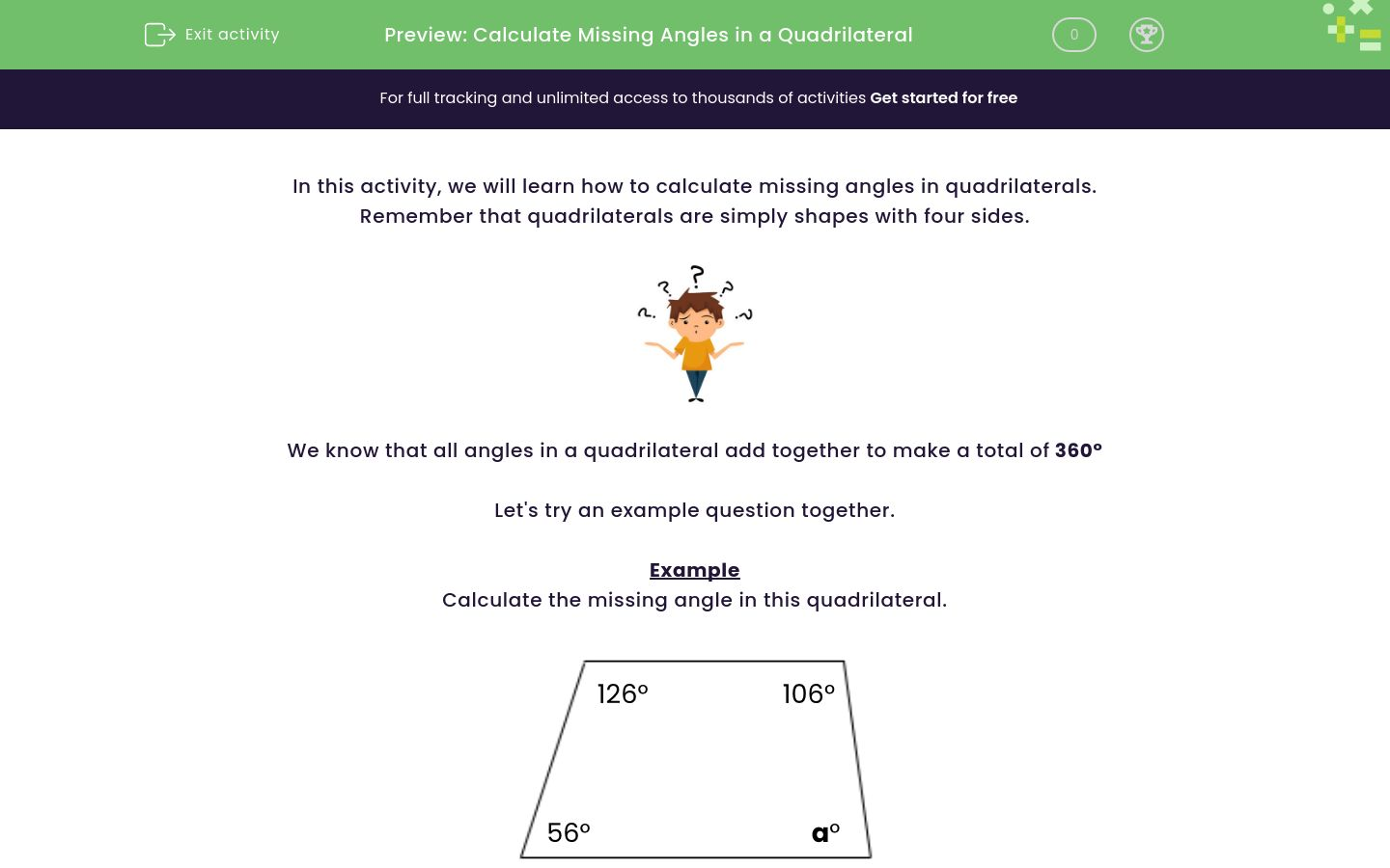 Calculate Missing Angles in a Quadrilateral Worksheet - EdPlace