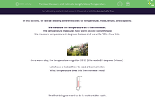 'Measure and Estimate Length, Mass, Temperature and Capacity' worksheet