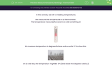 'Measure Temperature Using a Thermometer ' worksheet