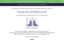 'Understand How to Reflect Shapes in Horizontal, Vertical and Diagonal Mirror Lines' worksheet