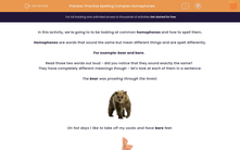 'Practise Spelling Complex Homophones ' worksheet