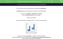 'Write Descriptions of Translations on a Grid' worksheet