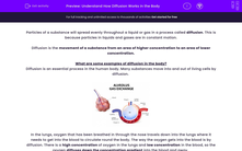 'Understand How Diffusion Works in the Body' worksheet