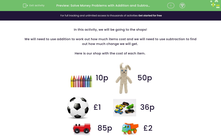 'Solve Money Problems with Addition and Subtraction' worksheet