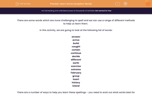 'Learn Some Exception Words' worksheet