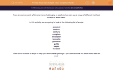 'Know How to Spell Tricky Exception Words' worksheet