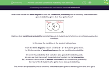 'Calculate Conditional Probability from Venn Diagrams' worksheet
