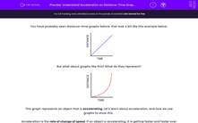 'Understand Acceleration on Distance-Time Graphs' worksheet