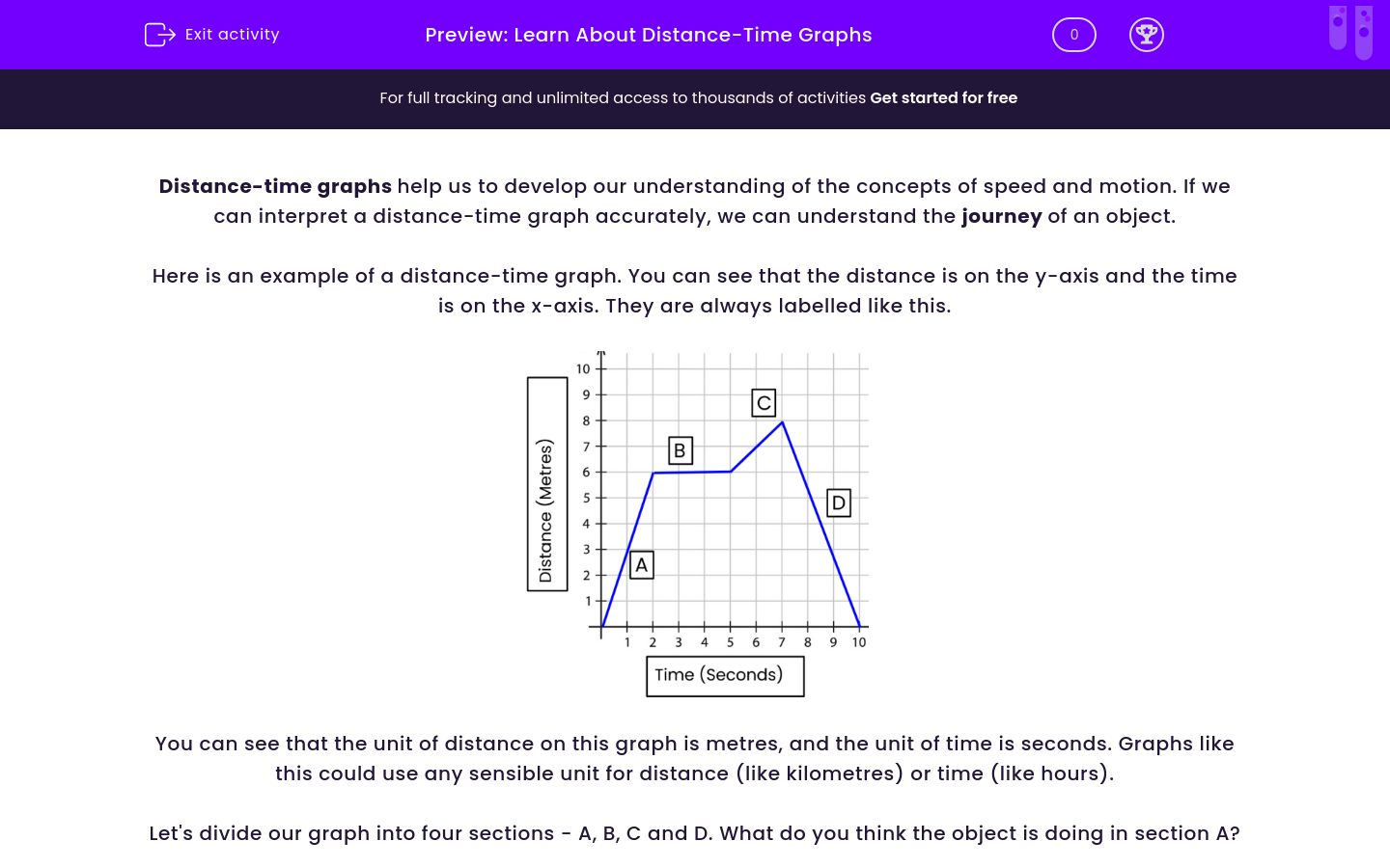 Learn About Distance Time Graphs Worksheet Edplace 8784