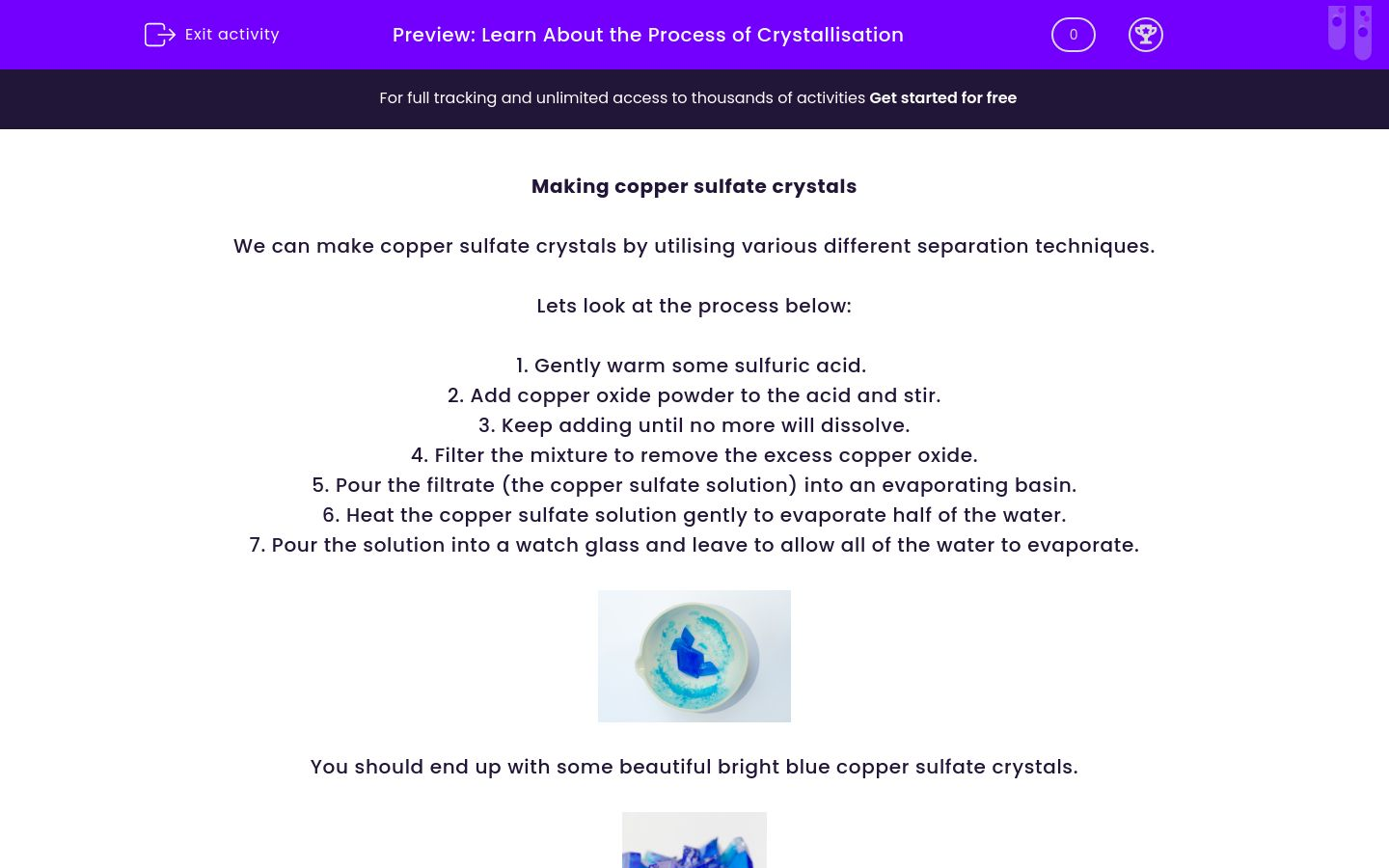 Learn About the Process of Crystallisation Worksheet - EdPlace