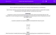 'Learn About Crystallisation' worksheet