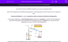 'Understand Fractional Distillation' worksheet