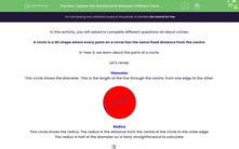 'Explore the Relationship Between Different Parts of a Circle' worksheet