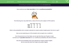 'Solve Conditional Probability Problems Using Two-way Tables' worksheet