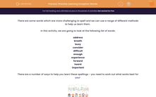 'Practise Learning Exception Words' worksheet