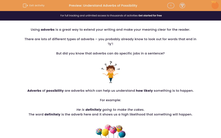 'Understand Adverbs of Possibility' worksheet