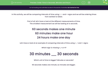 'Order Time in Seconds, Minutes and Hours ' worksheet