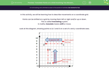 'Translate Points on a Grid Involving Two Movements' worksheet