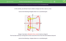 'Practise Reflections on Coordinate Axes' worksheet