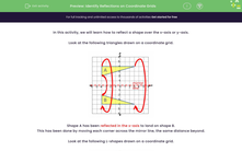 'Identify Reflections on Coordinate Grids' worksheet