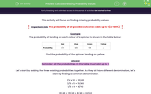 'Calculate Missing Probability Values' worksheet