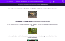 'Identify Plants and Animals in Different Habitats and Microhabitats' worksheet