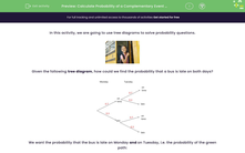 'Calculate Probability of a Complementary Event from Tree Diagrams ' worksheet